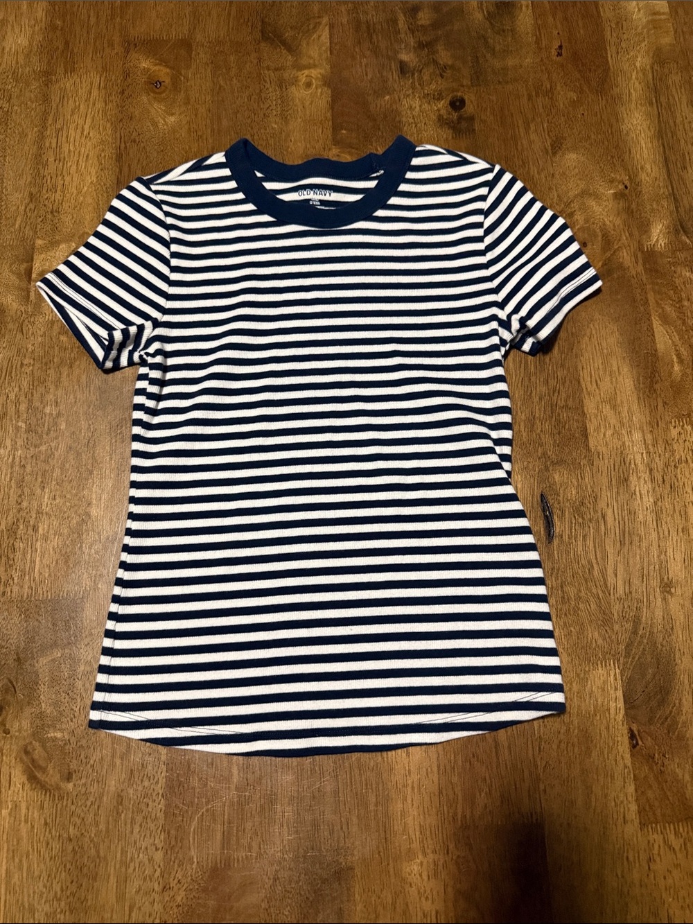 Old Navy Navy & White Striped Short Sleeve Tee